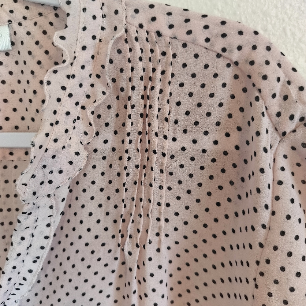 Worthington Cap sleeve blouse pink/black French girl Modern Coquette Soft Office - Picture 3 of 7